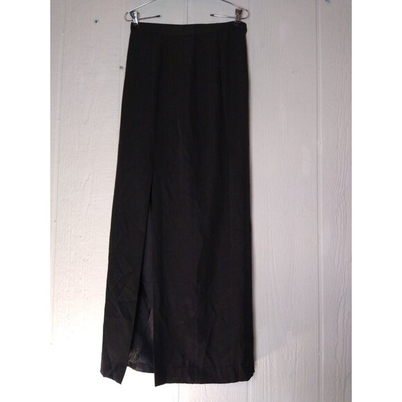 huey waltzer Dresses & Skirts - Vtg En Francais By Huey Waltzer Women's 8 Black Maxi Slit Front Skirt Acetate